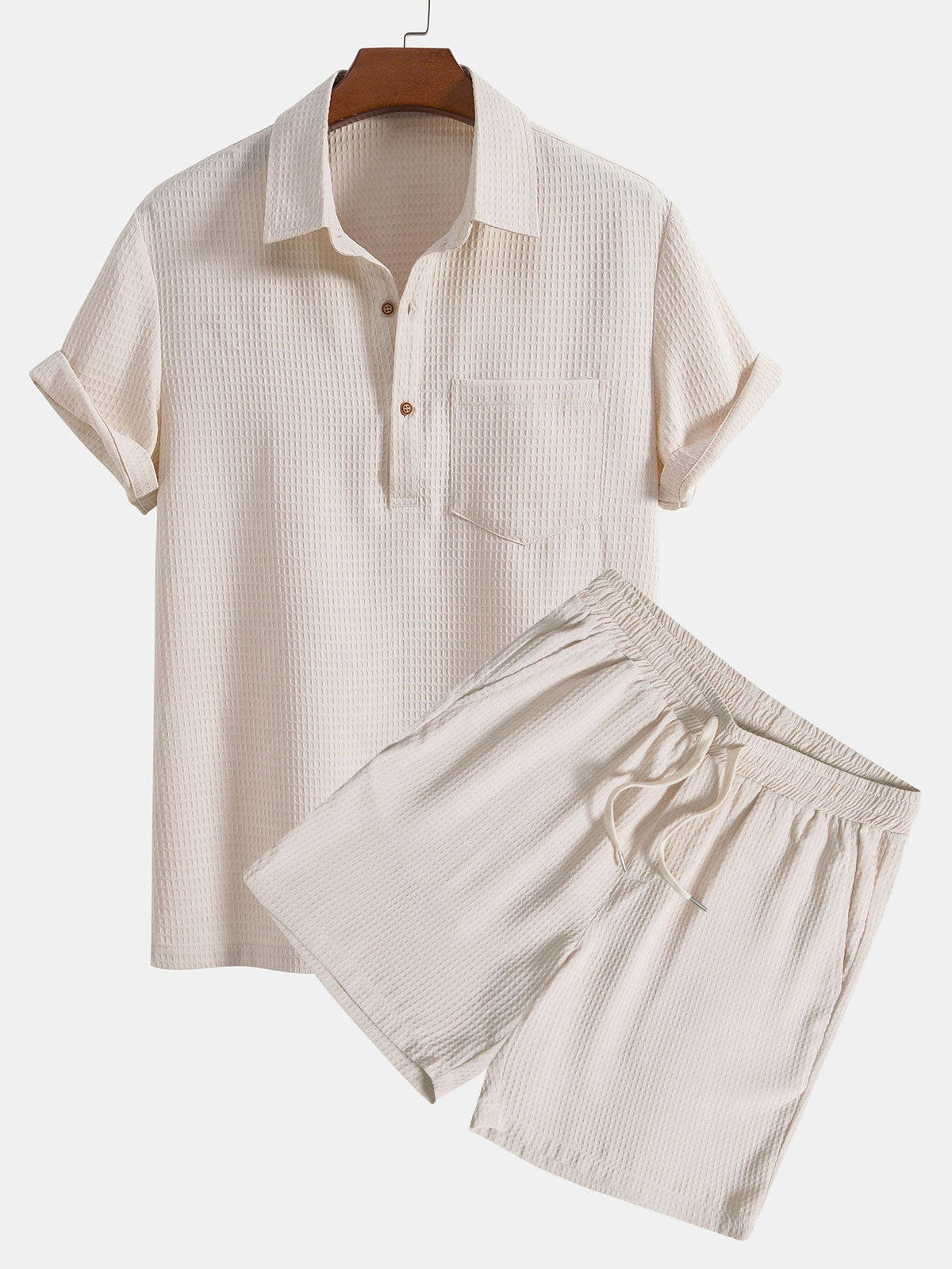 WILLIAM | Polo and shorts set with waffle knit
