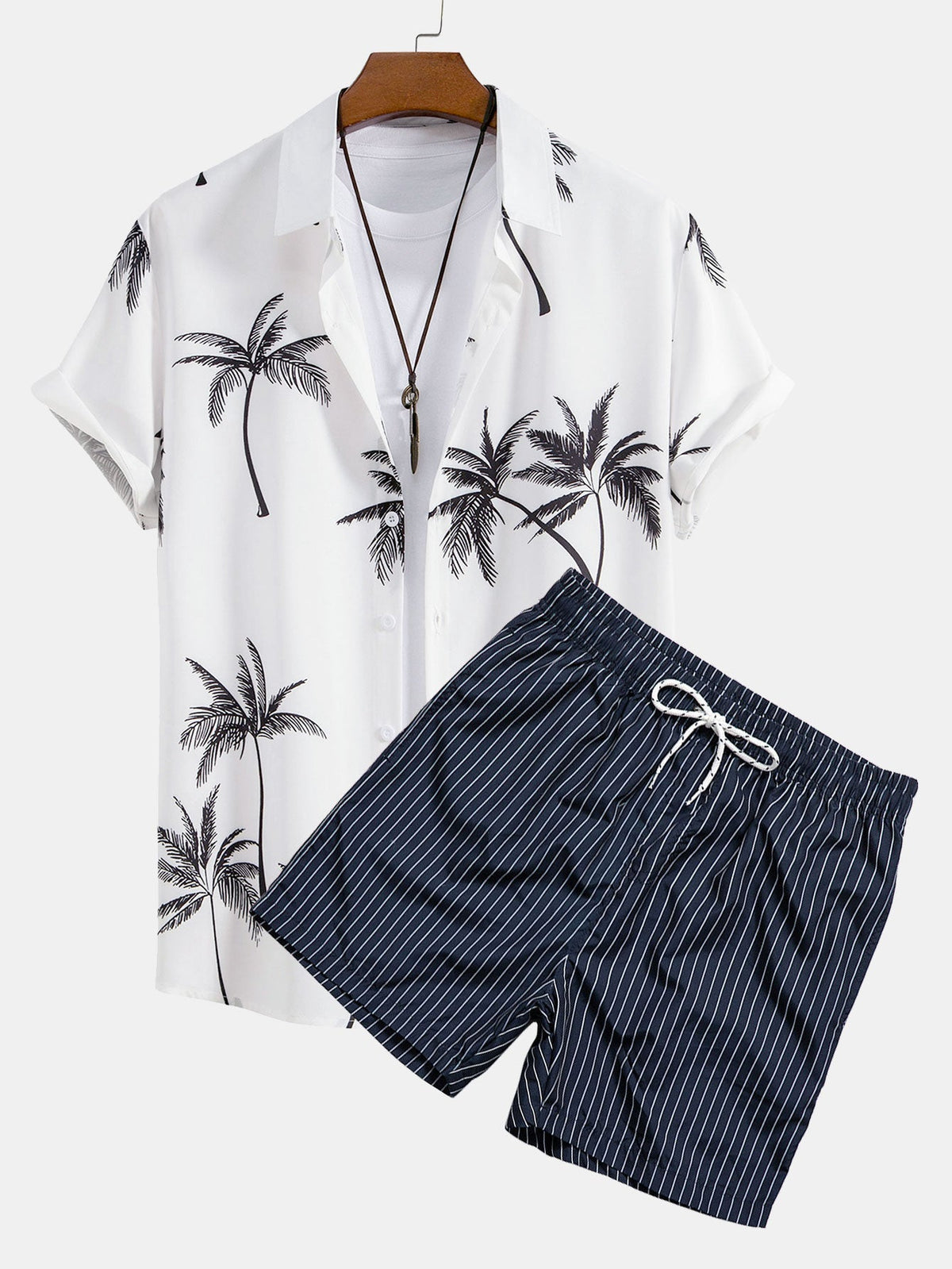 EDWARD | Set with palm stripe shorts
