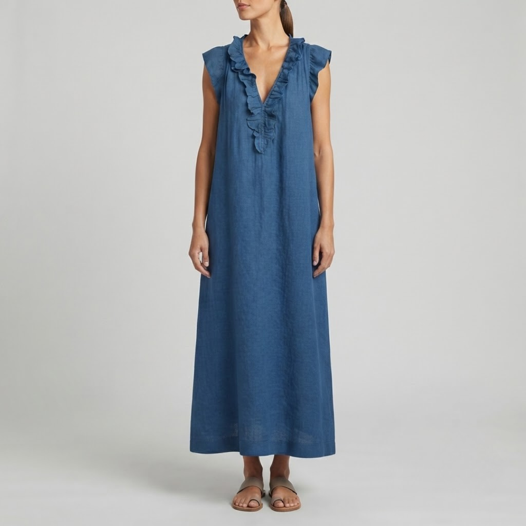 AMINA | Maxi dress with ruffle V-neck