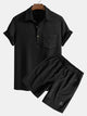 ETHAN | Polo and shorts set with waffle knit