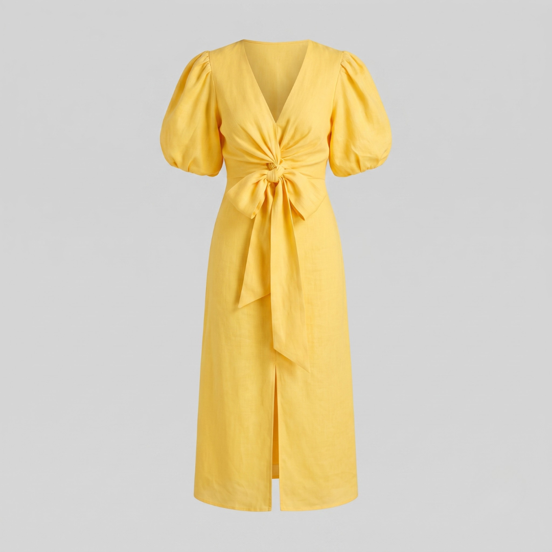 SIENA | Midi dress with puff sleeves
