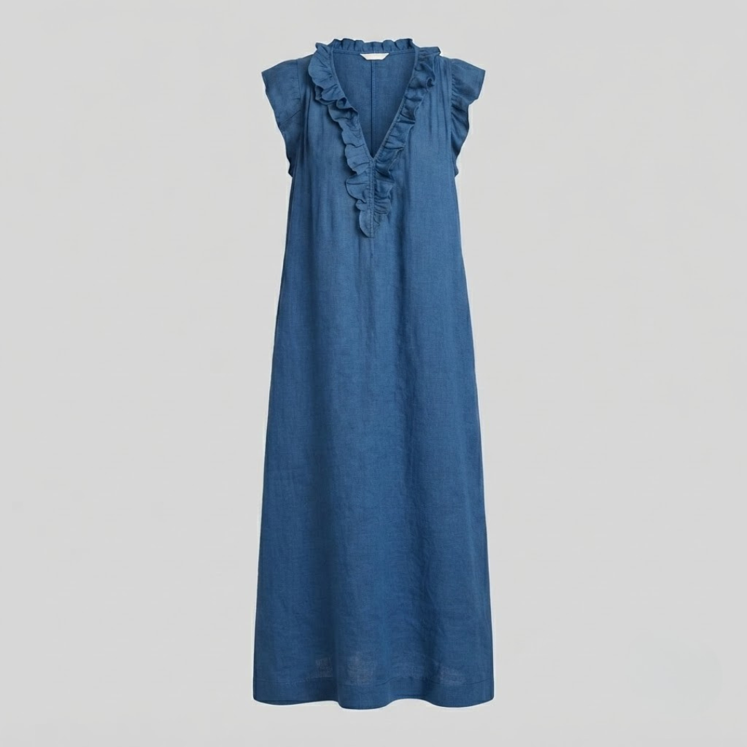 AMINA | Maxi dress with ruffle V-neck