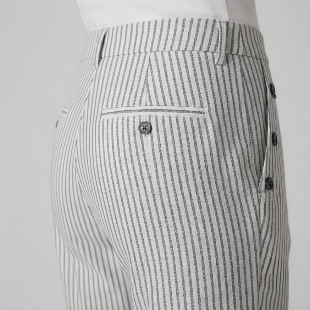 MEGAN | Striped trousers with side buttons