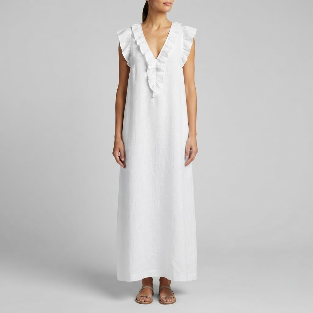 AMINA | Maxi dress with ruffle V-neck