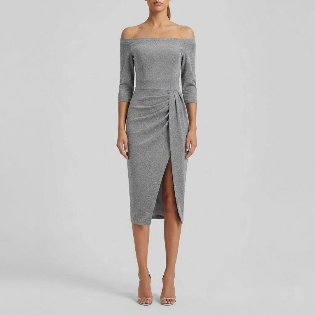 EIRIAN | Maxi dress with off-shoulder neckline