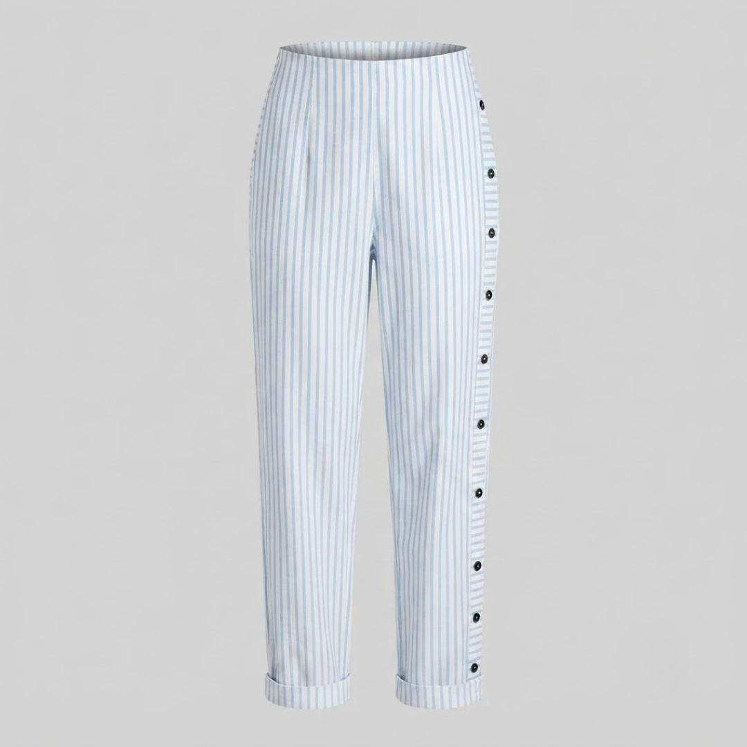MEGAN | Striped trousers with side buttons
