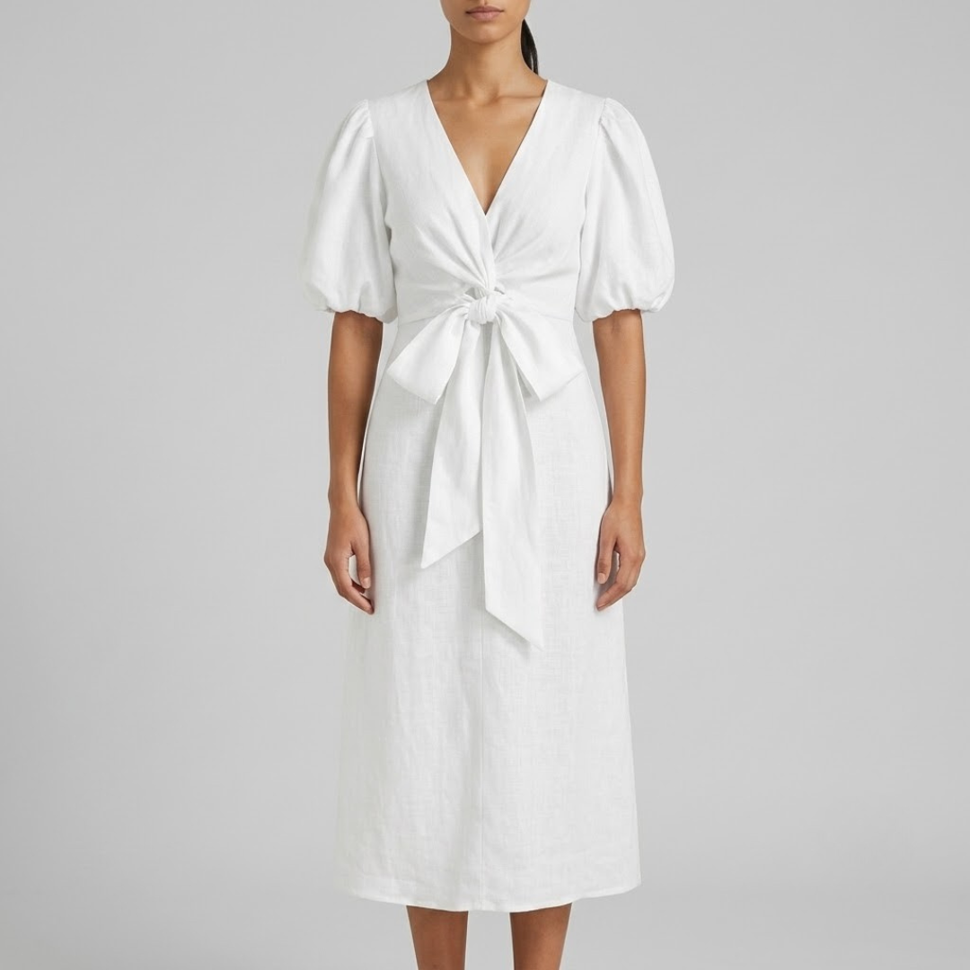 SIENA | Midi dress with puff sleeves