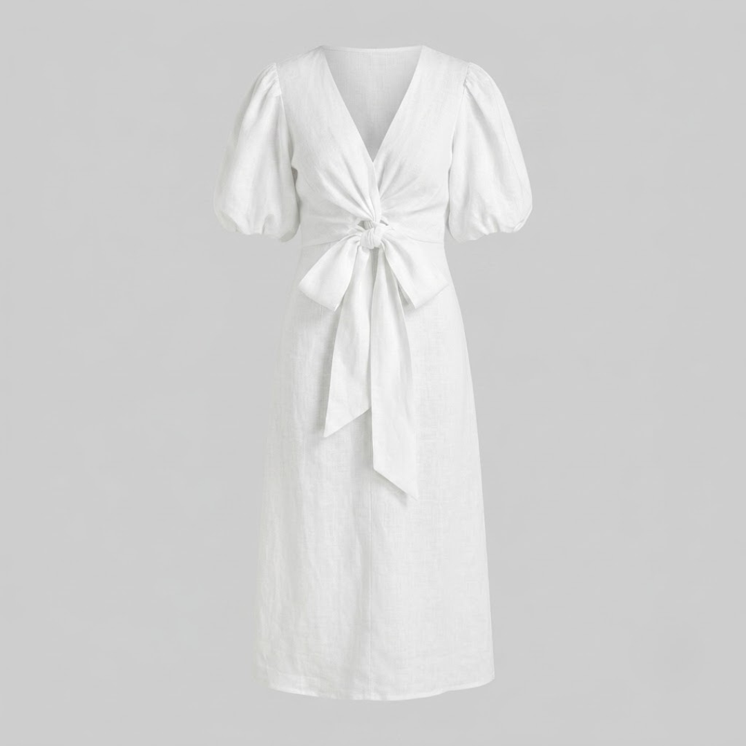 SIENA | Midi dress with puff sleeves