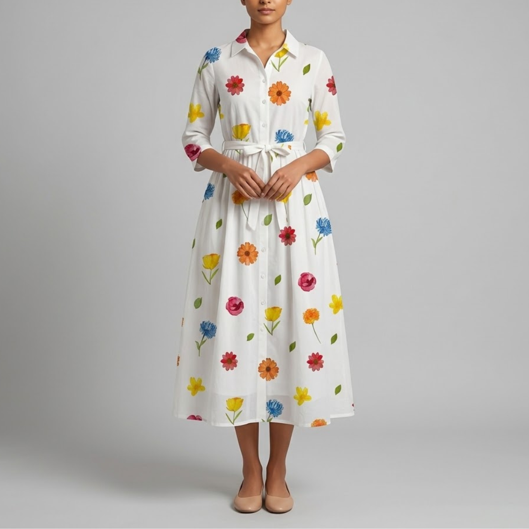 NOELLE | Midi dress with floral print
