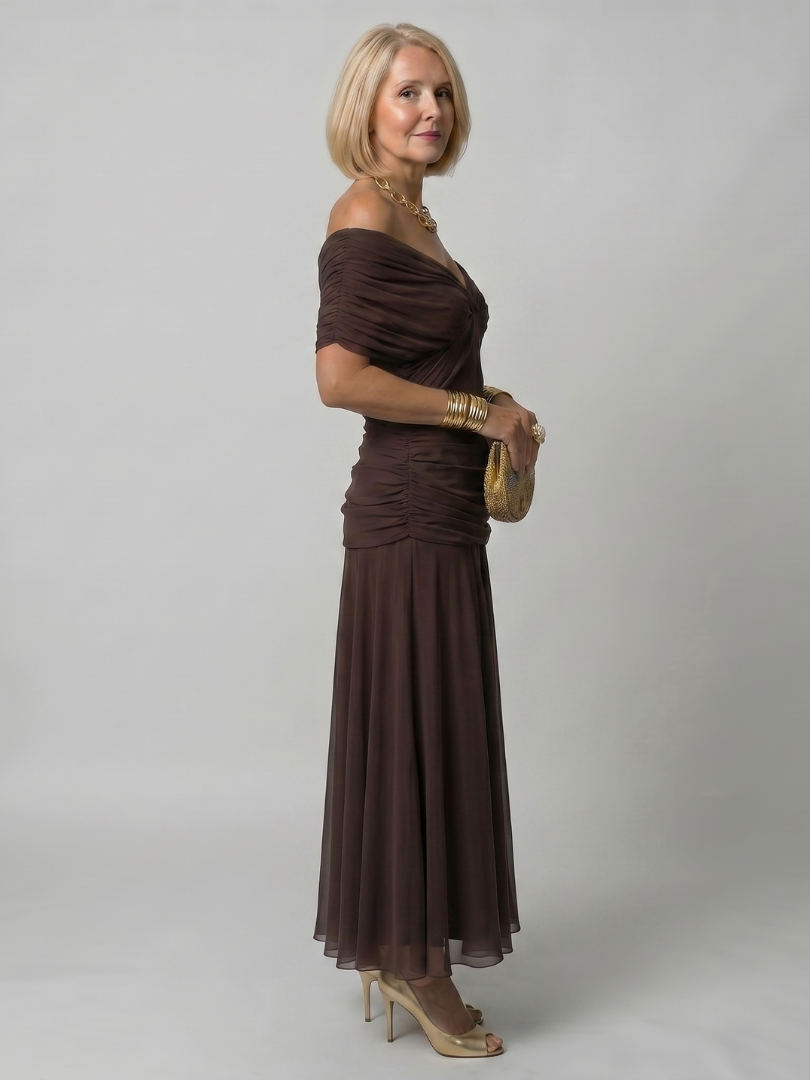 AVA | Midi dress with off-shoulder neckline