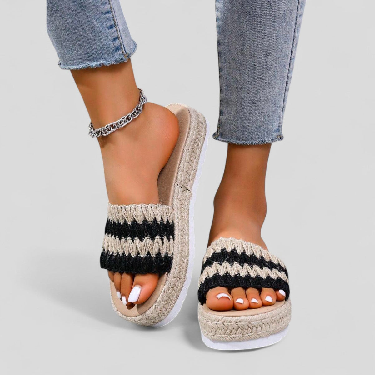 ESME | Slippers with braided jute-style strap