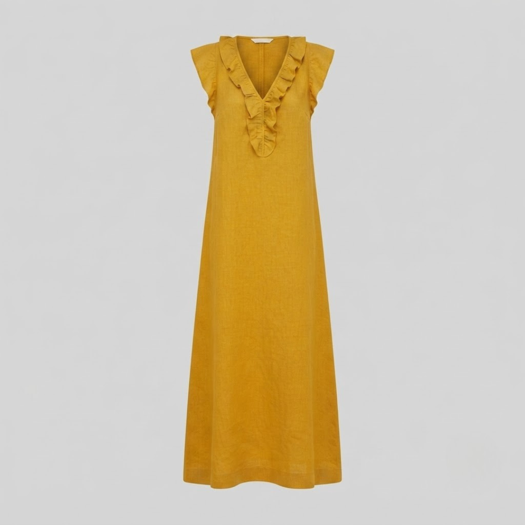 AMINA | Maxi dress with ruffle V-neck