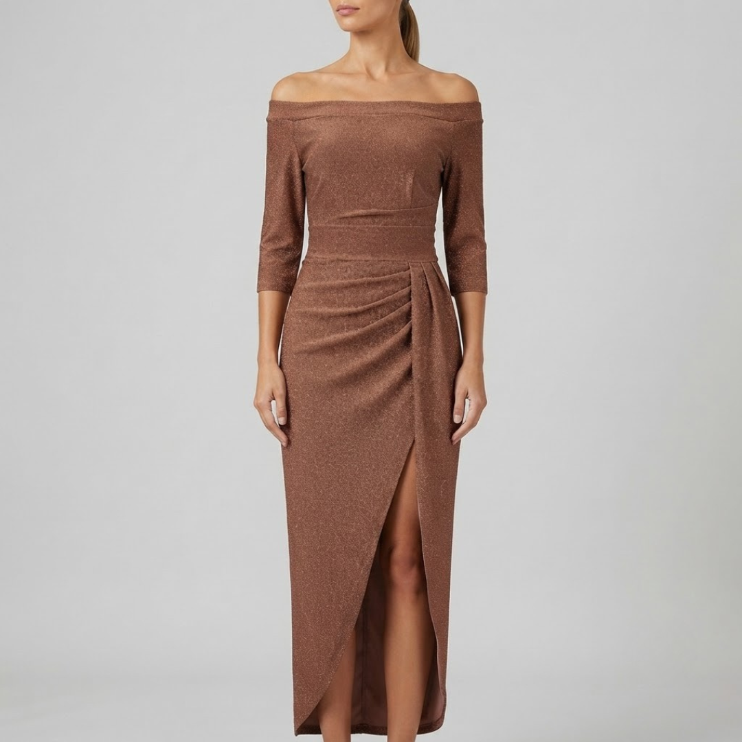 EIRIAN | Maxi dress with off-shoulder neckline