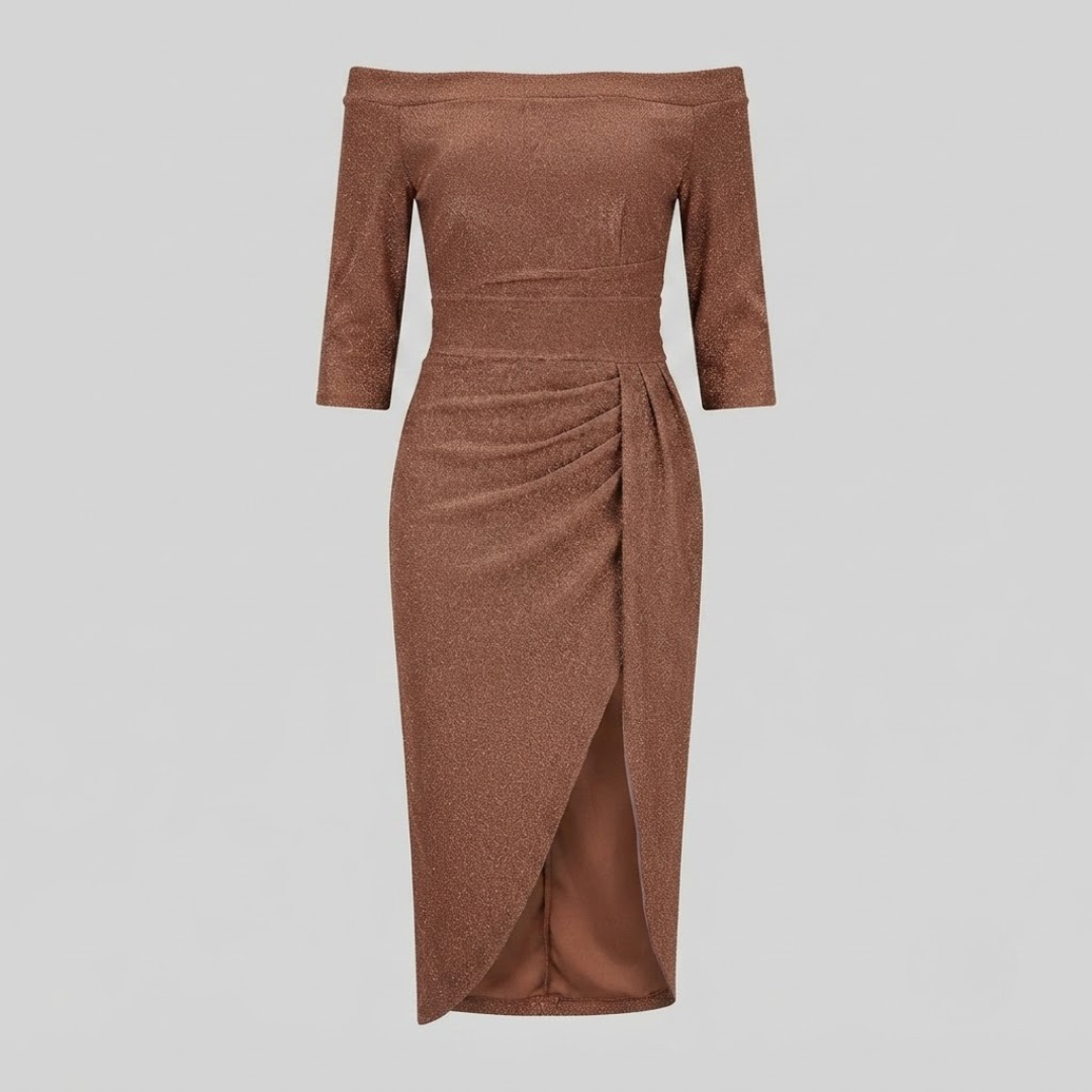 EIRIAN | Maxi dress with off-shoulder neckline
