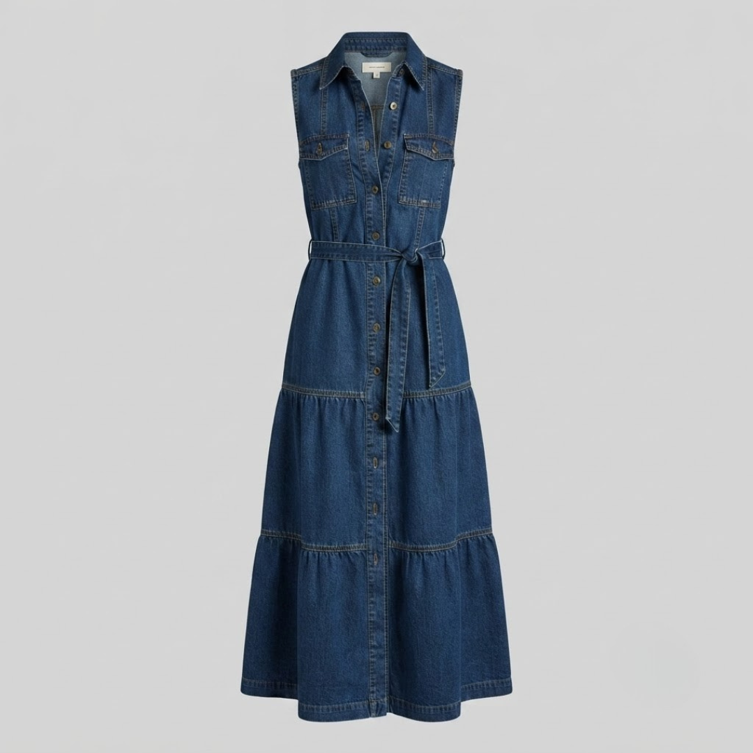 AVA | Midi dress with button-front detail
