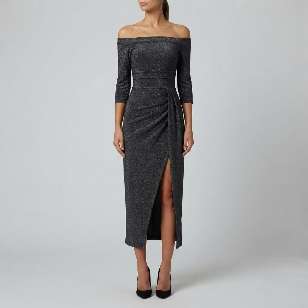 EIRIAN | Maxi dress with off-shoulder neckline