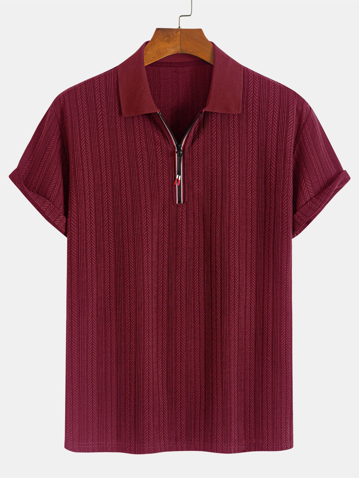 GEORGE | Polo with half-zip and herringbone texture