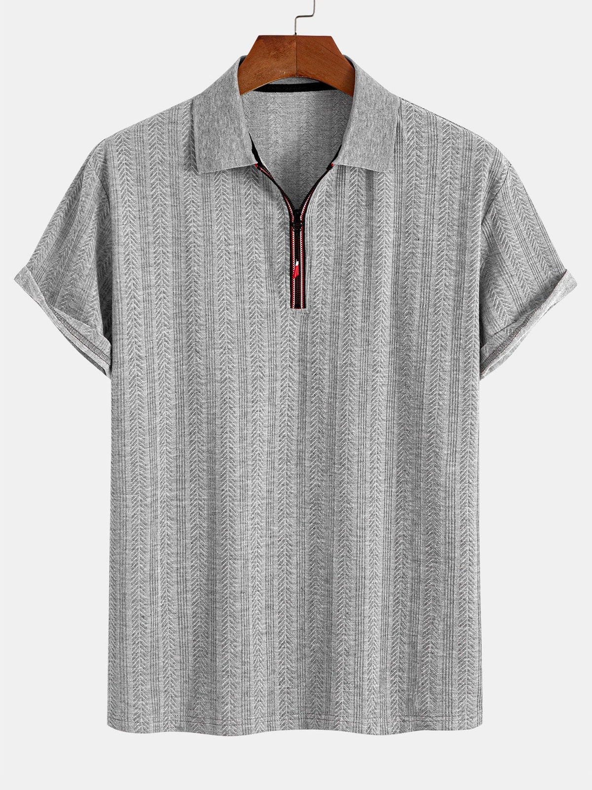 GEORGE | Polo with half-zip and herringbone texture