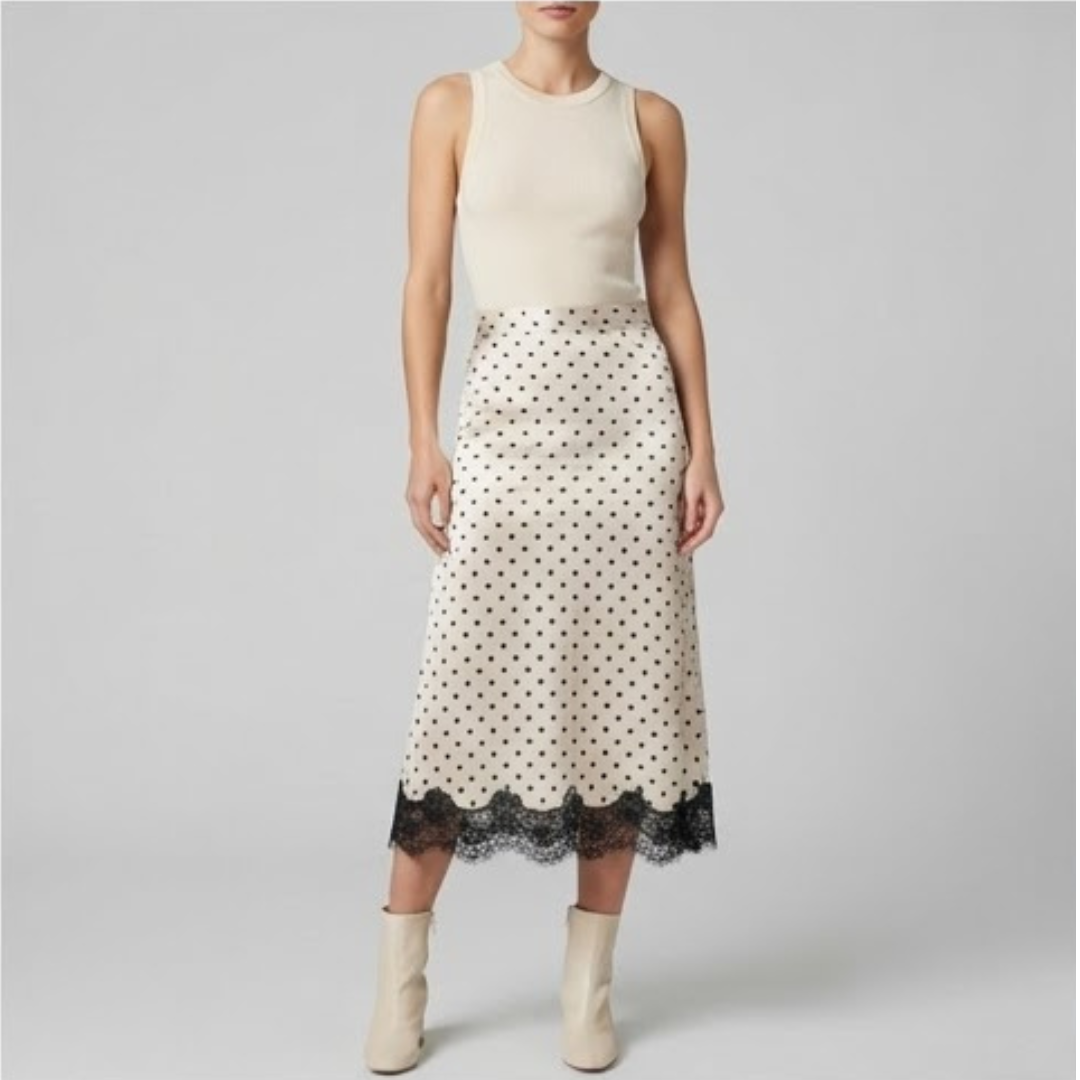 OPAL | Midi skirt with lace trim