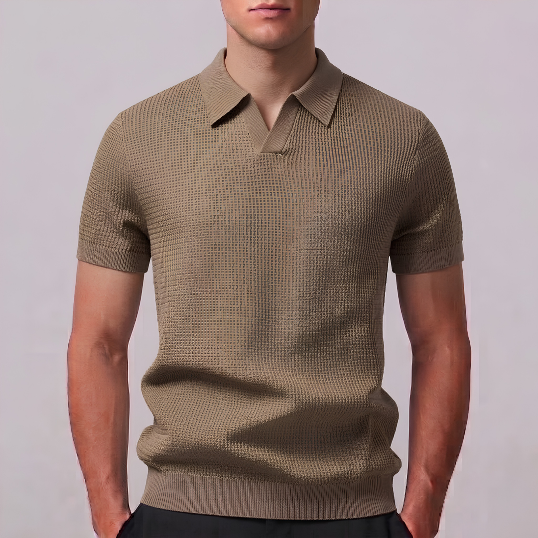 RUFUS | Open-knit polo with Johnny collar