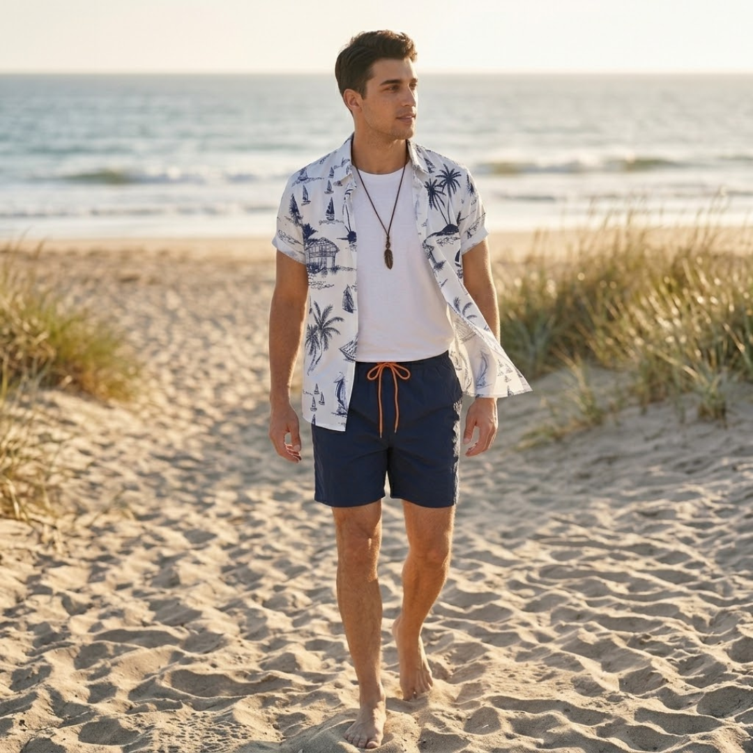 ARCHIE | Shirt and shorts set with all-over print