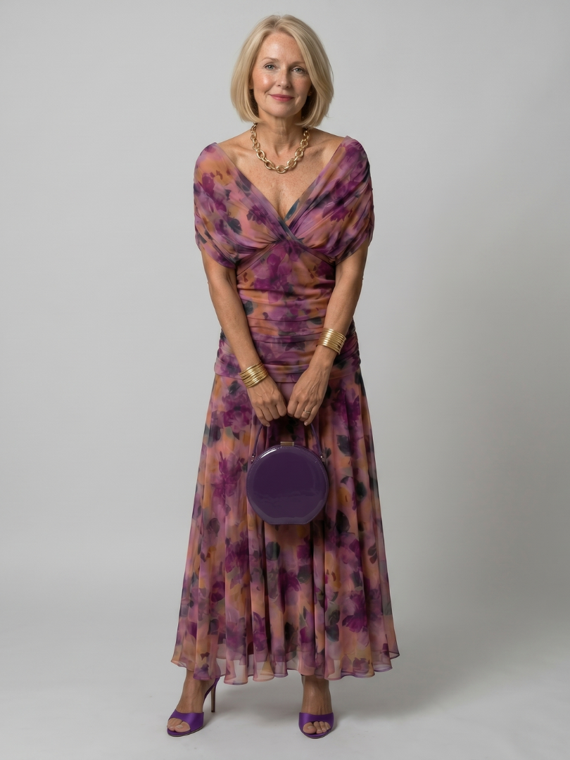 AVA | Midi dress with off-shoulder neckline