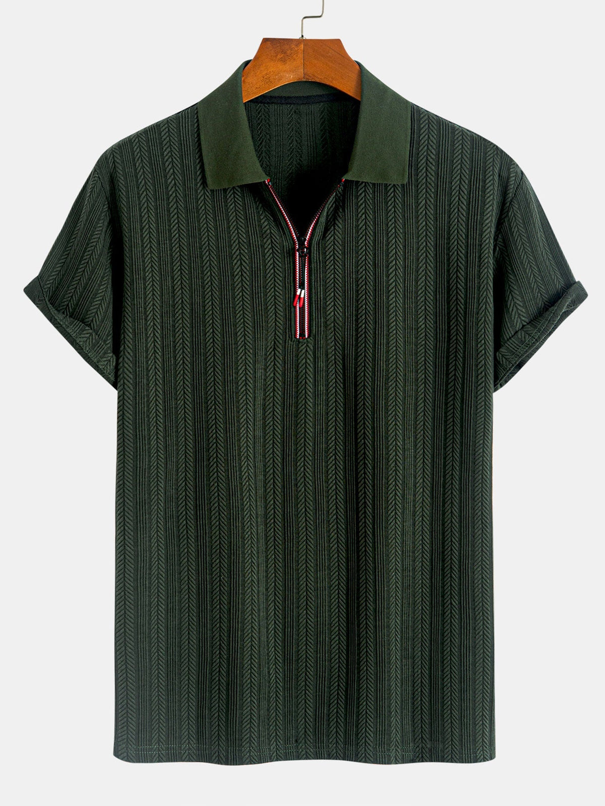 GEORGE | Polo with half-zip and herringbone texture