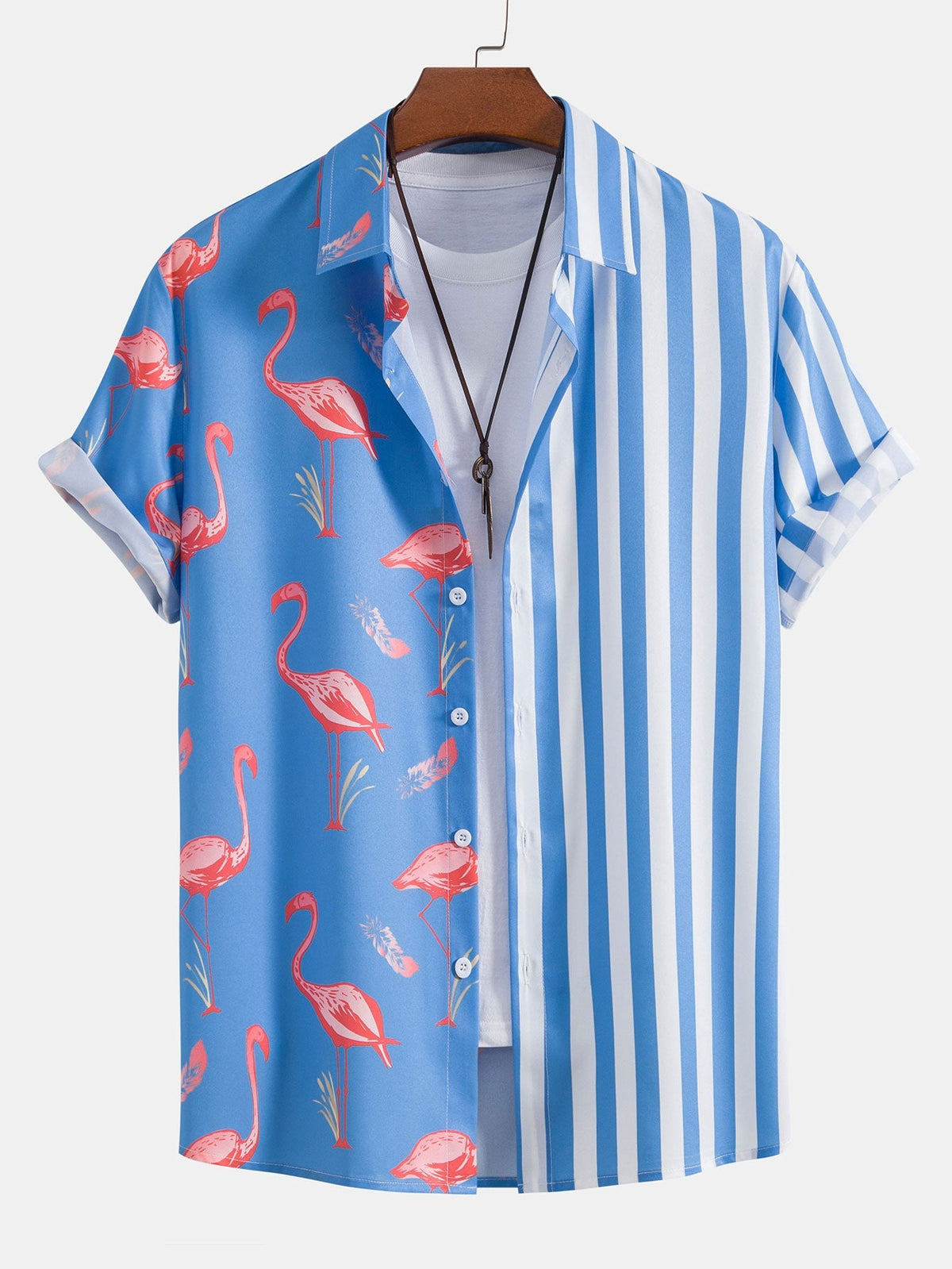 IVY | Set with flamingo stripe shorts