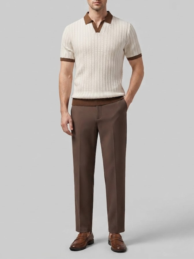 LEO | Set with zip polo and tapered trousers