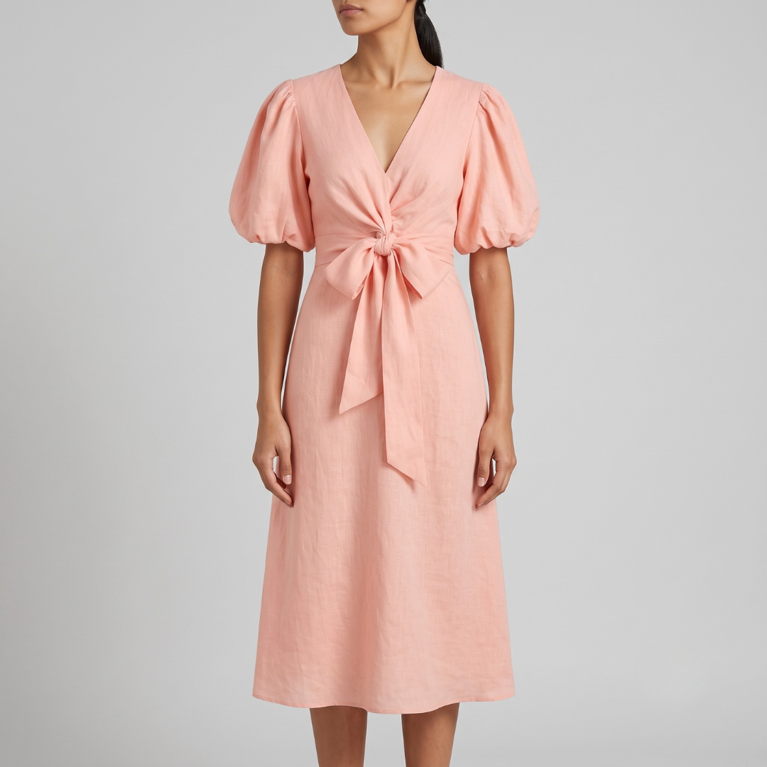 SIENA | Midi dress with puff sleeves