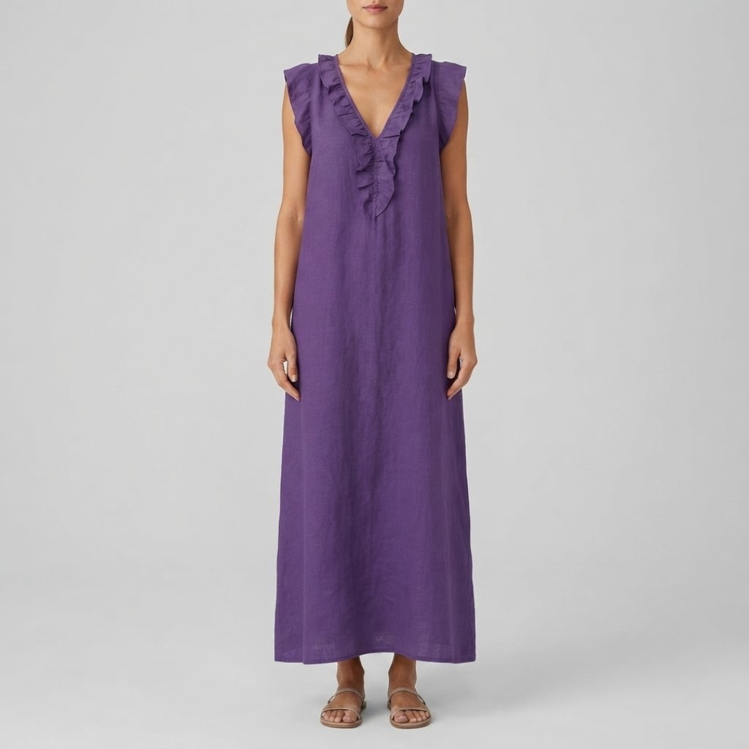 AMINA | Maxi dress with ruffle V-neck
