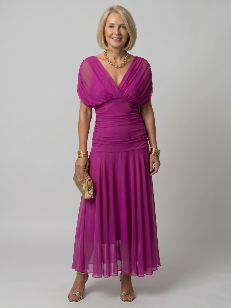 AVA | Midi dress with off-shoulder neckline