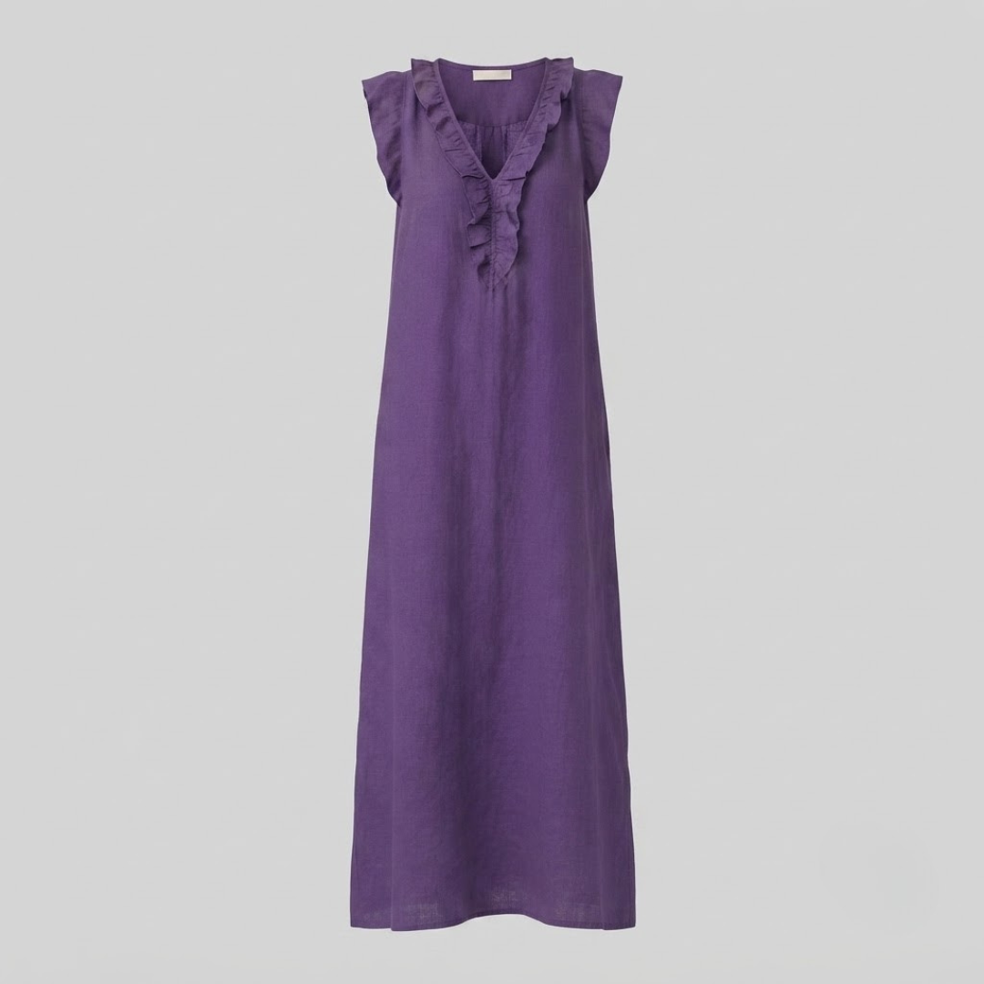 AMINA | Maxi dress with ruffle V-neck