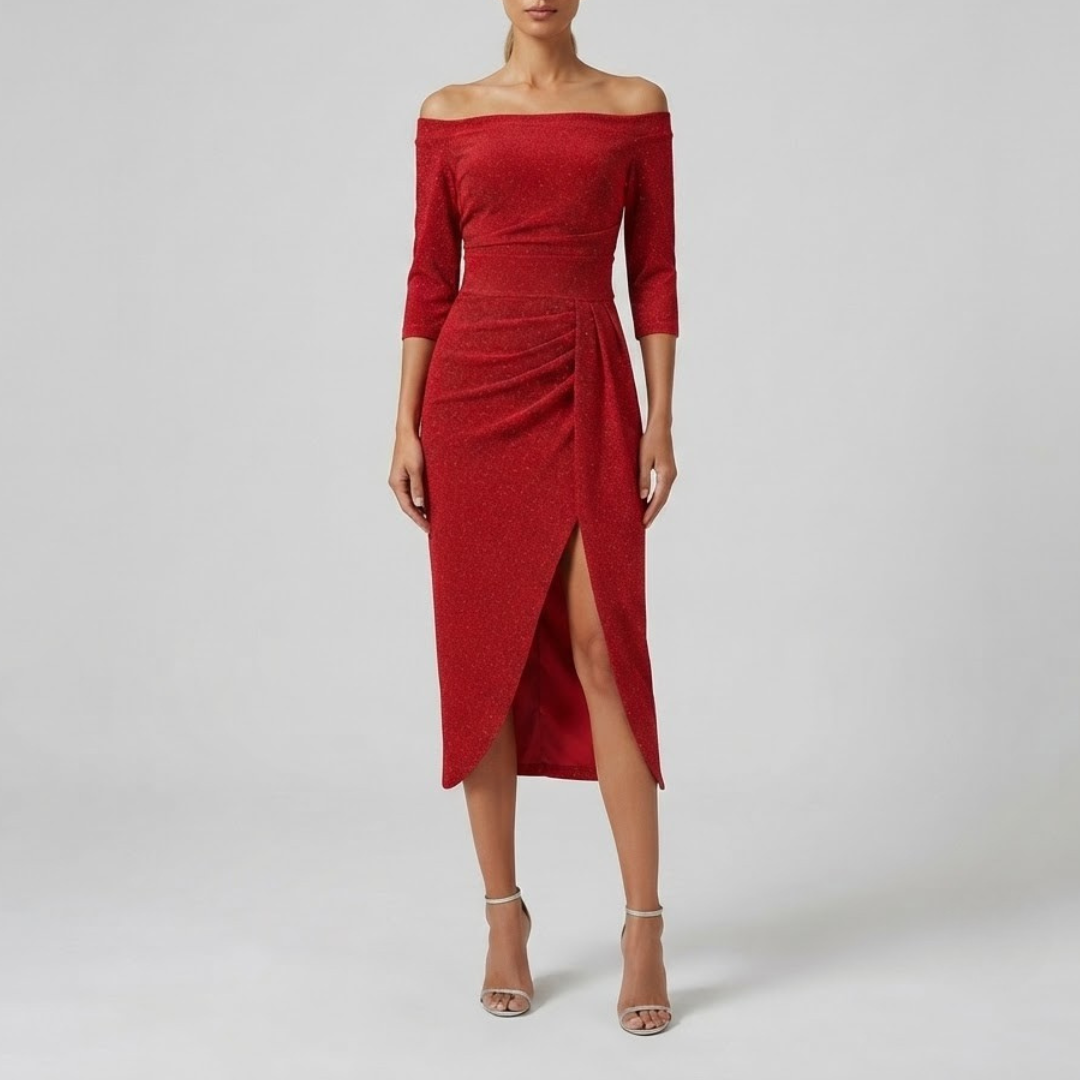 EIRIAN | Maxi dress with off-shoulder neckline