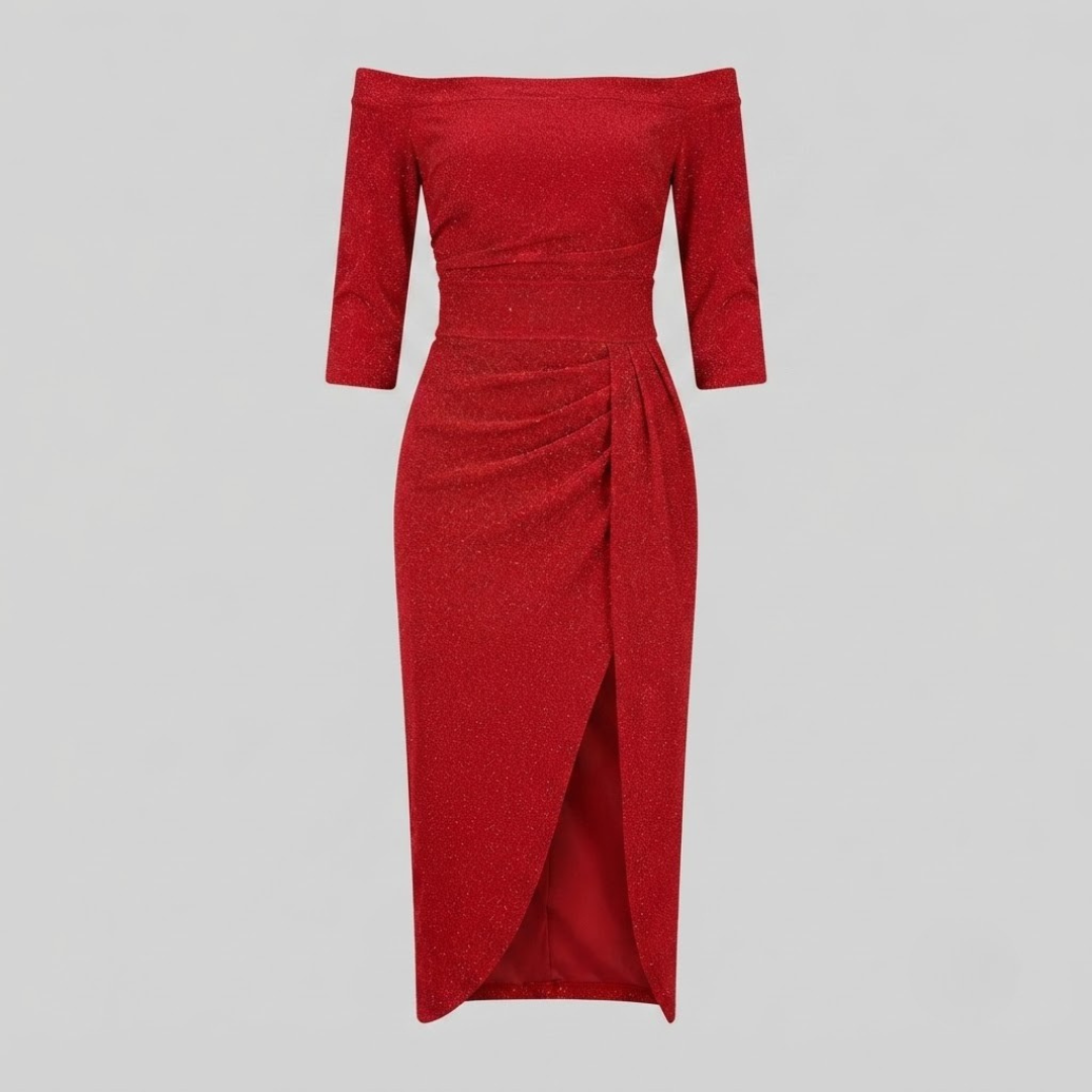 EIRIAN | Maxi dress with off-shoulder neckline