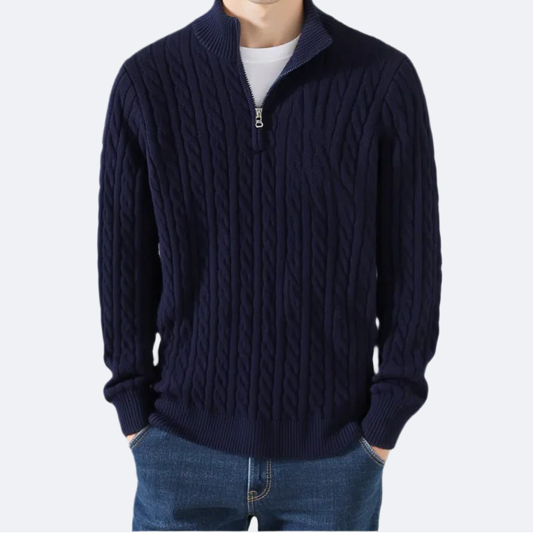 HARRY | Cable-knit sweater with quarter zip