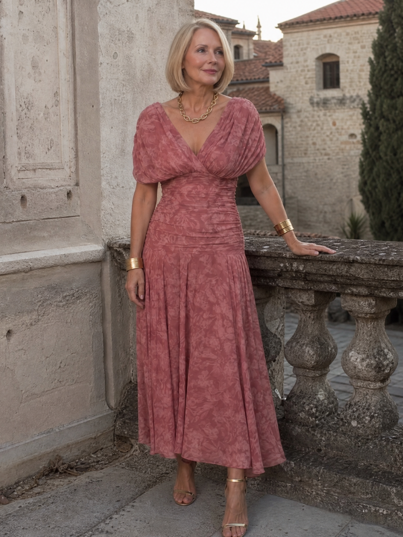 AVA | Midi dress with off-shoulder neckline