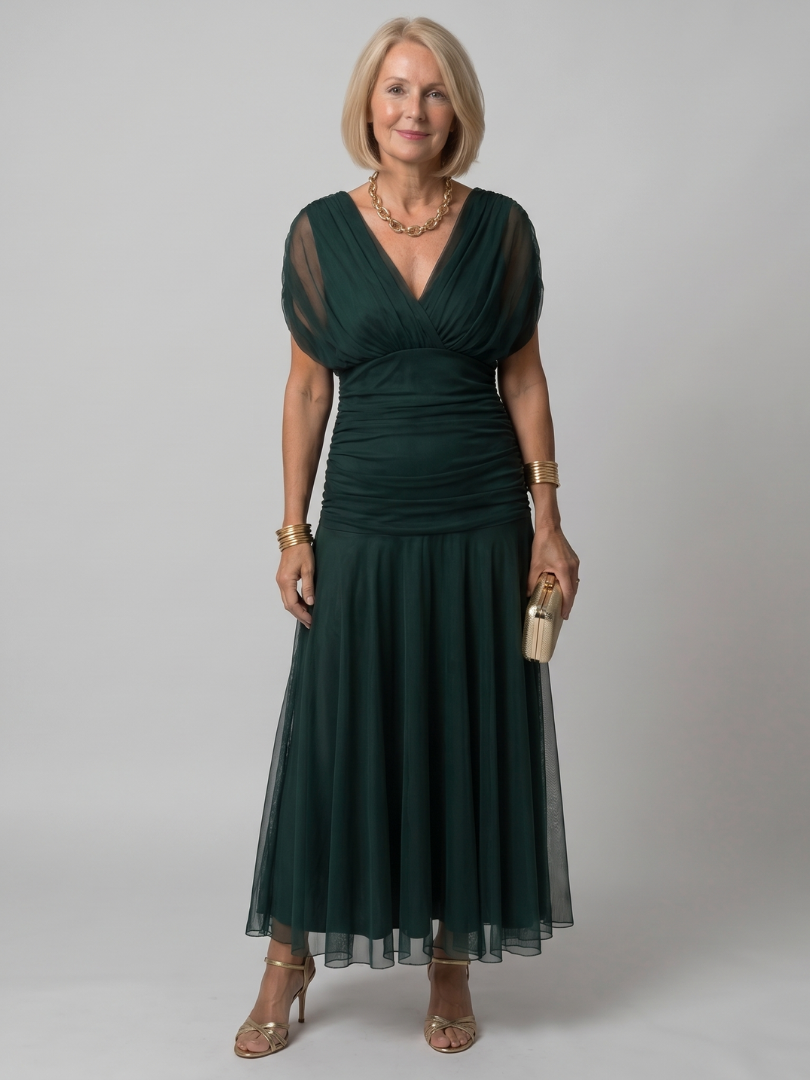 AVA | Midi dress with off-shoulder neckline
