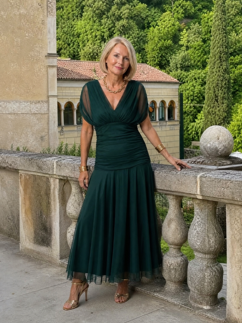 AVA | Midi dress with off-shoulder neckline