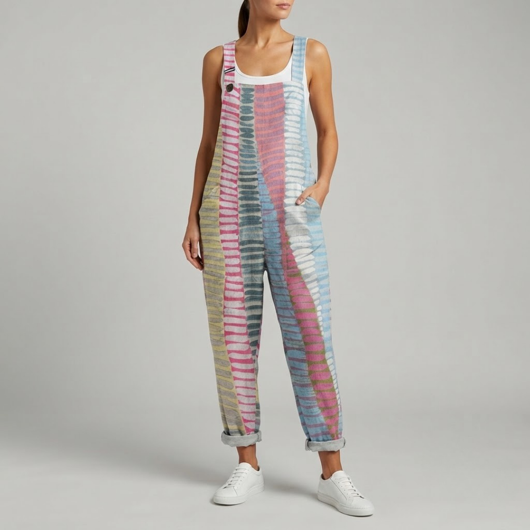 FLORENCE | Striped jumpsuit with adjustable straps