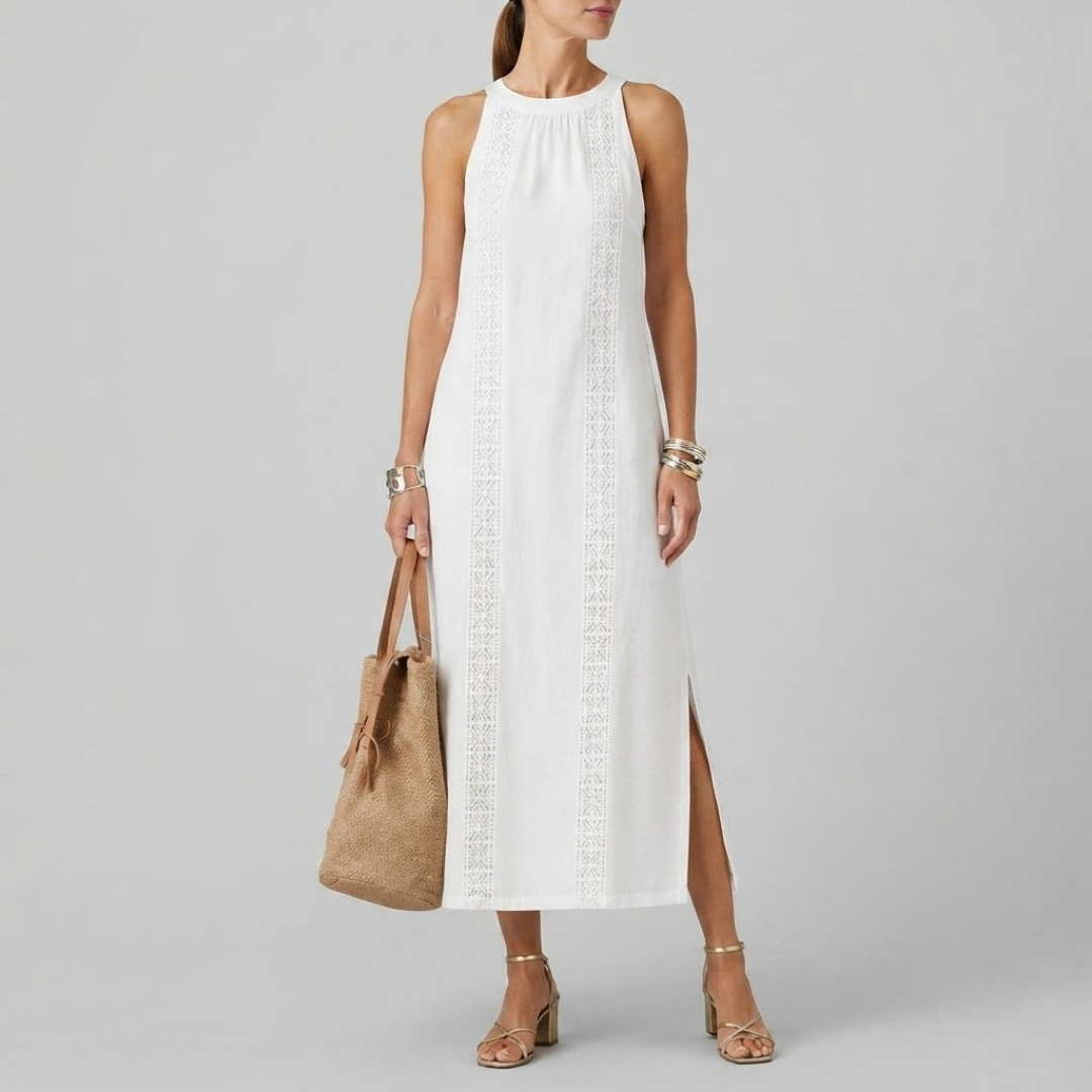 EMBERLY | Midi dress with embroidered detail