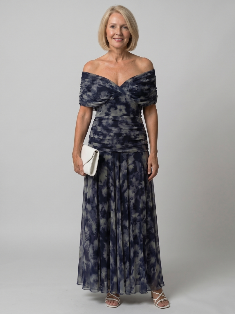 AVA | Midi dress with off-shoulder neckline