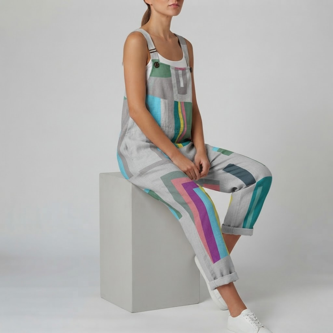 DANI | Jumpsuit with geometric colourblock print