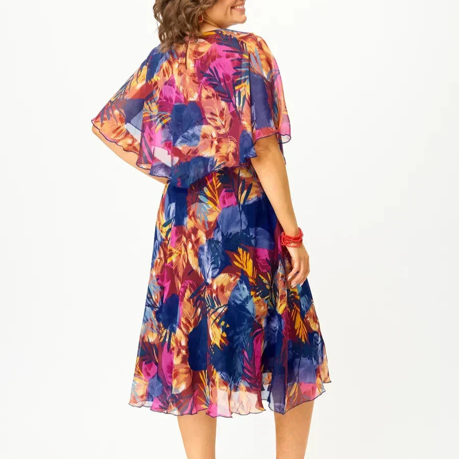 HALLE | Chiffon midi dress with flutter sleeves