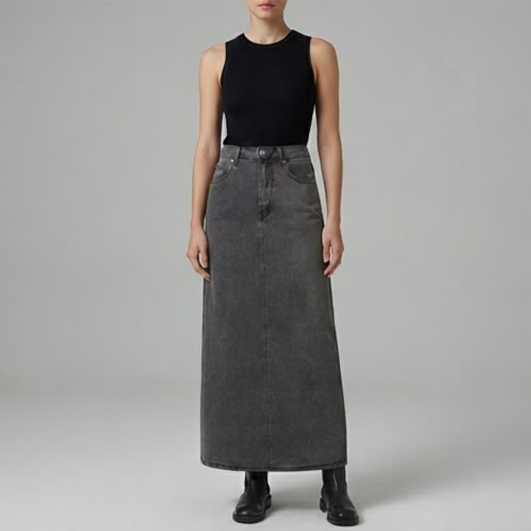 HARPER | Midi skirt with classic denim look