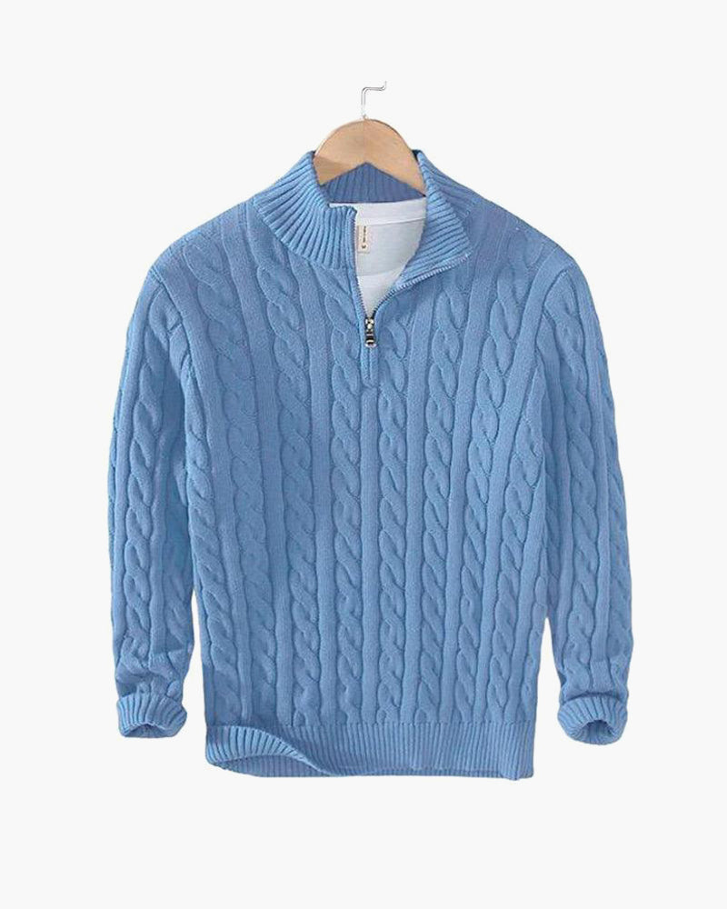 HARRY | Cable-knit sweater with quarter zip