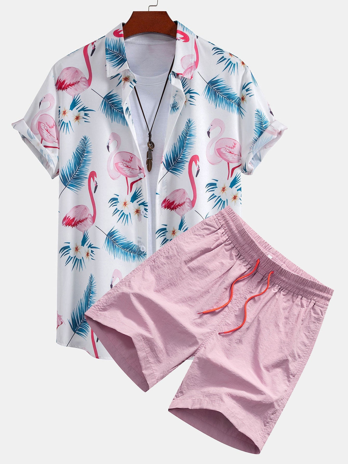AURELIA | Shirt and shorts set with flamingo print