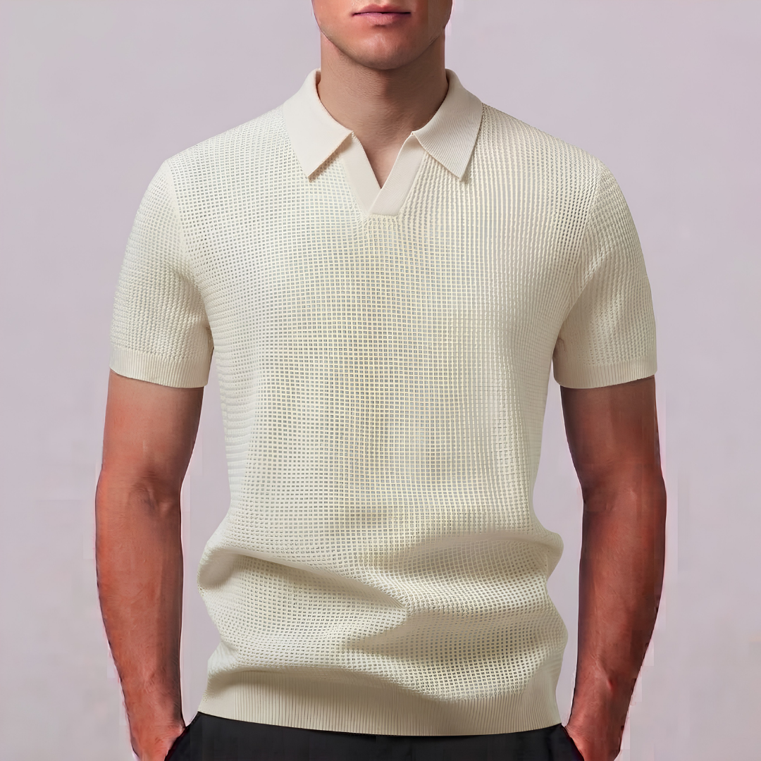 RUFUS | Open-knit polo with Johnny collar