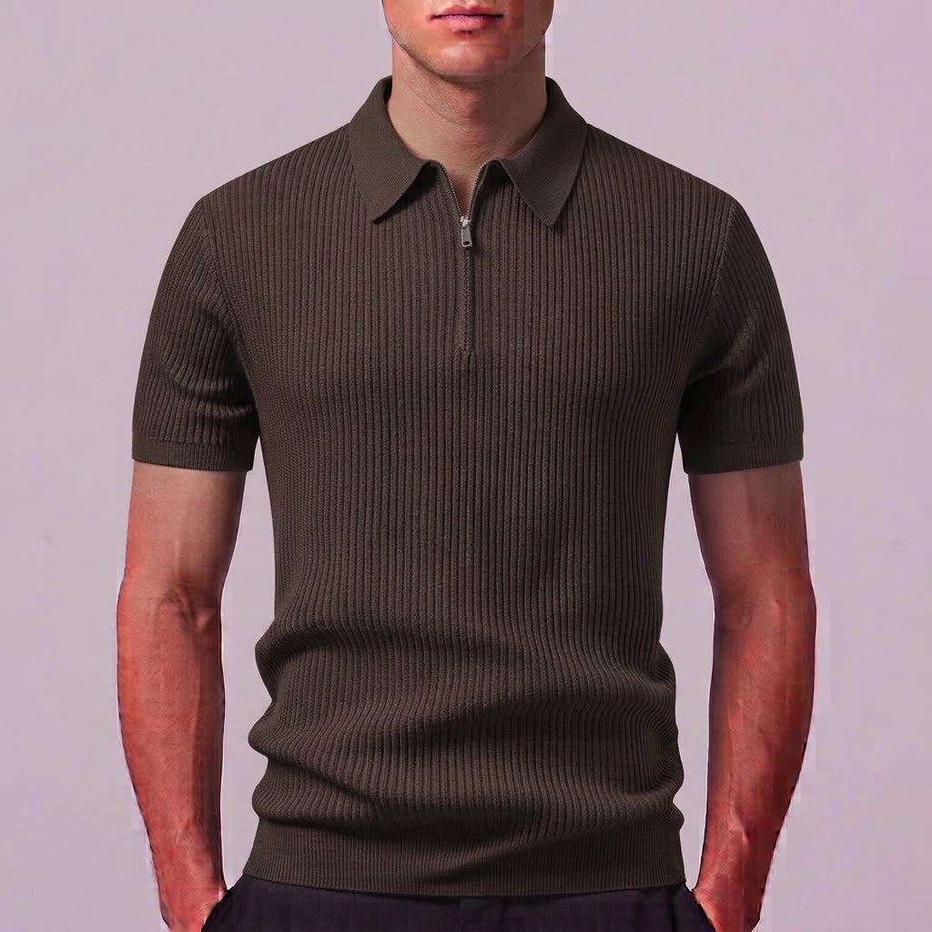 LARA | Zip polo with ribbed knit