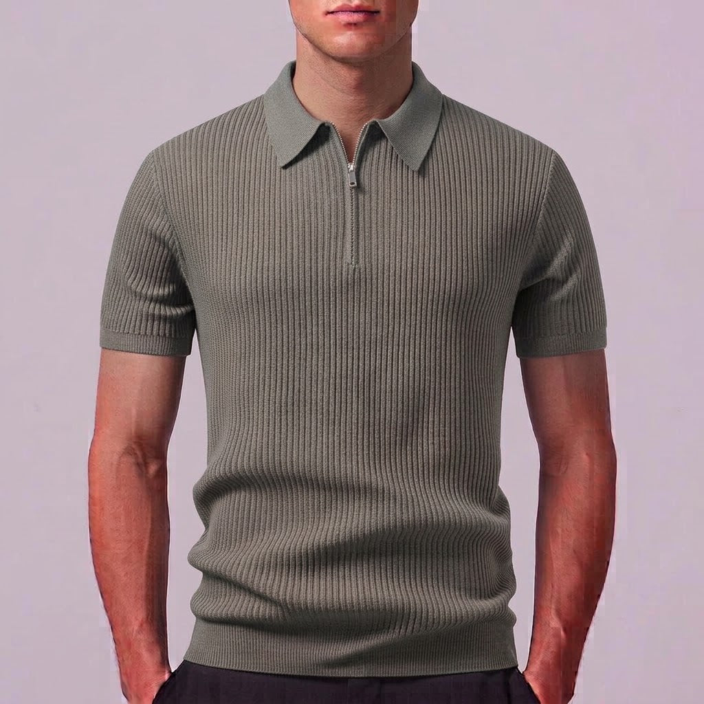 LARA | Zip polo with ribbed knit